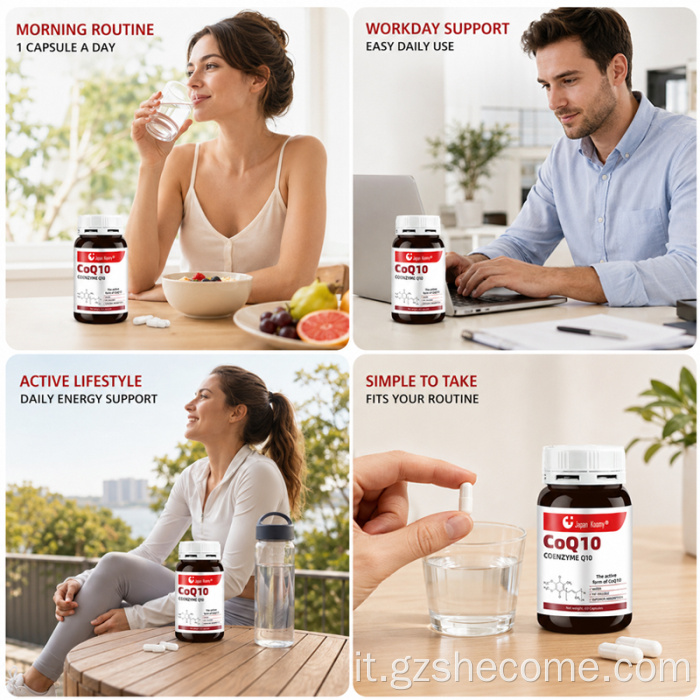 Shecome CoQ10 Capsule Supporto energetico cellulare per la salute del cuore